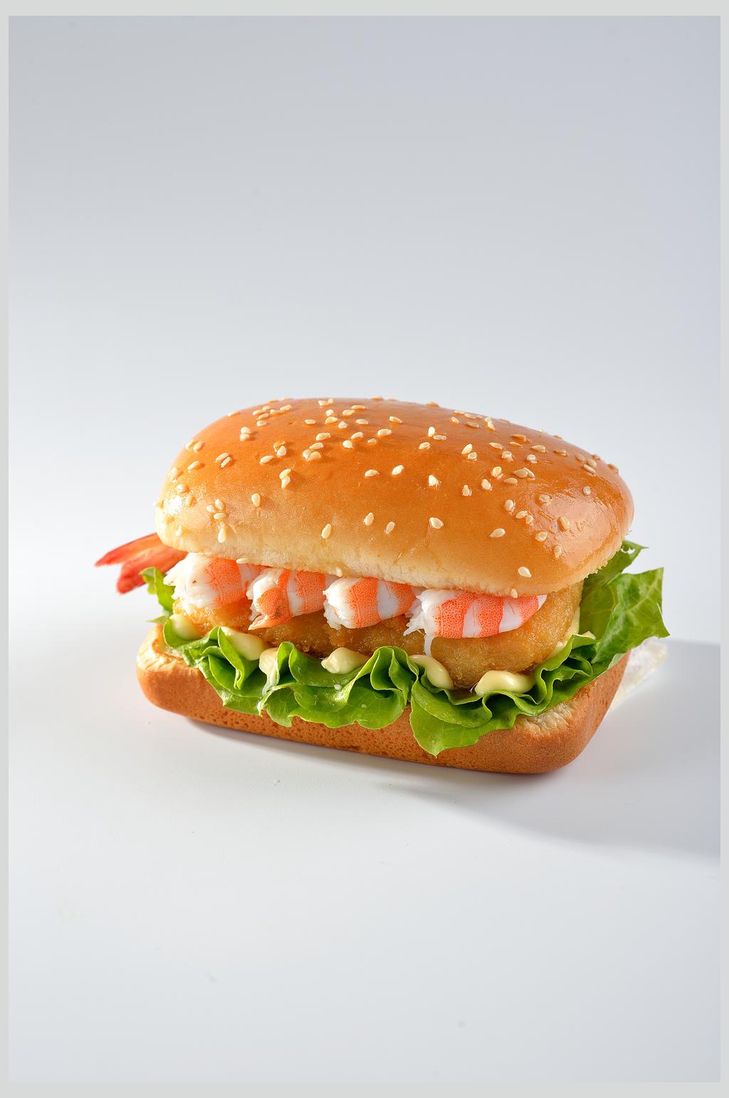 虾仁汉堡美食图片