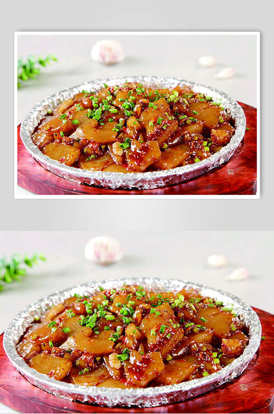 铁板鸭铁板煎鸭片食物图片