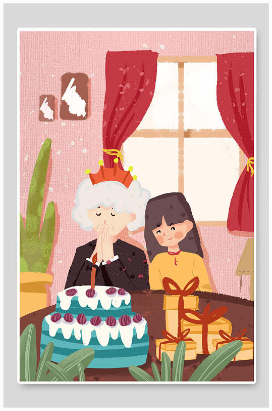 为老人过生日中国传统节日重阳节插画海报