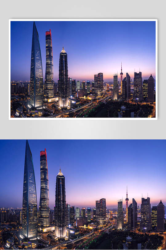 上海陆家嘴全景高清夜景摄影图片素材