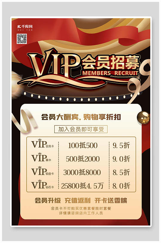 黑金高端vip会员卡海报