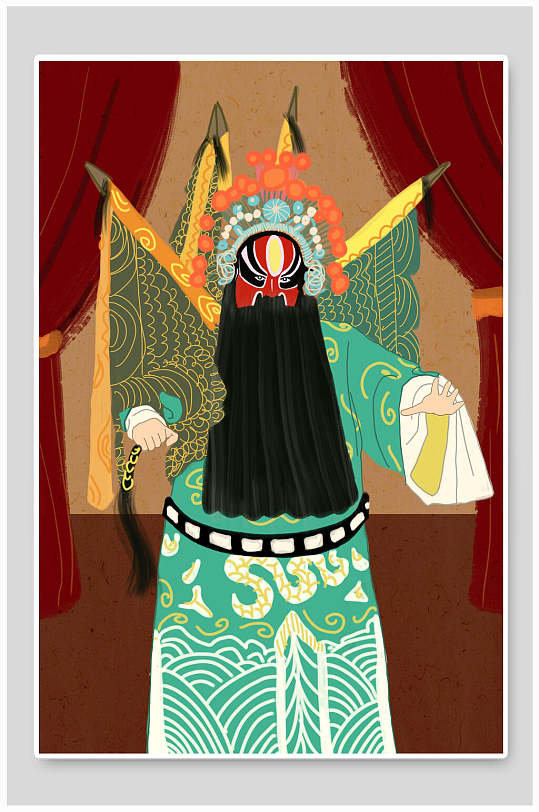 卡通手绘京剧变脸戏曲插画古风戏曲京剧变脸脸谱背景视频素材立即