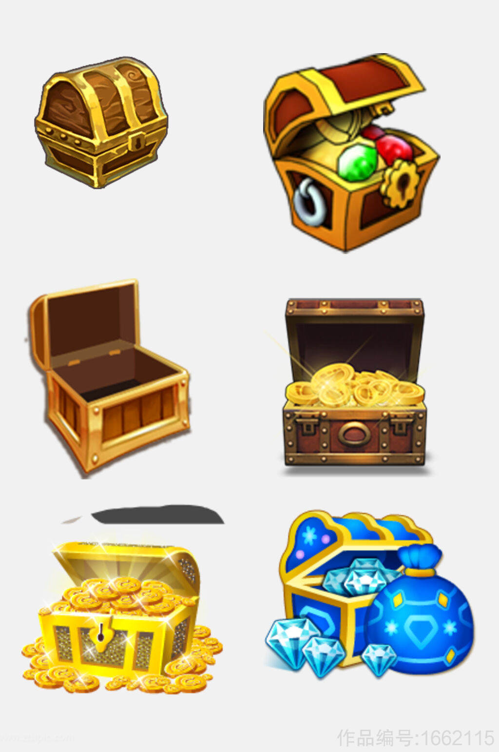 游戏宝箱宝藏箱海盗箱密码箱子设计元素10素材