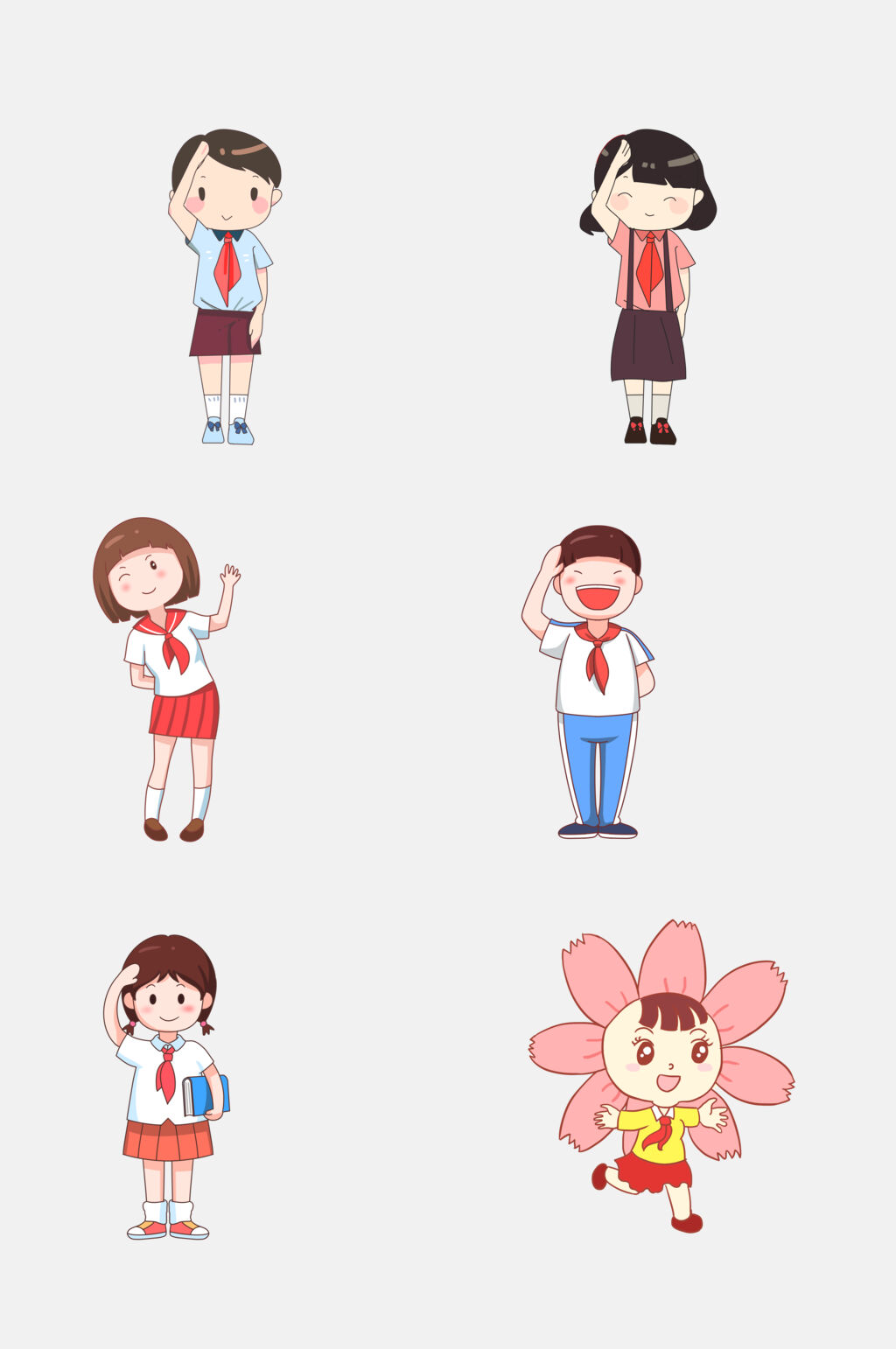 卡通可爱少先队员素材