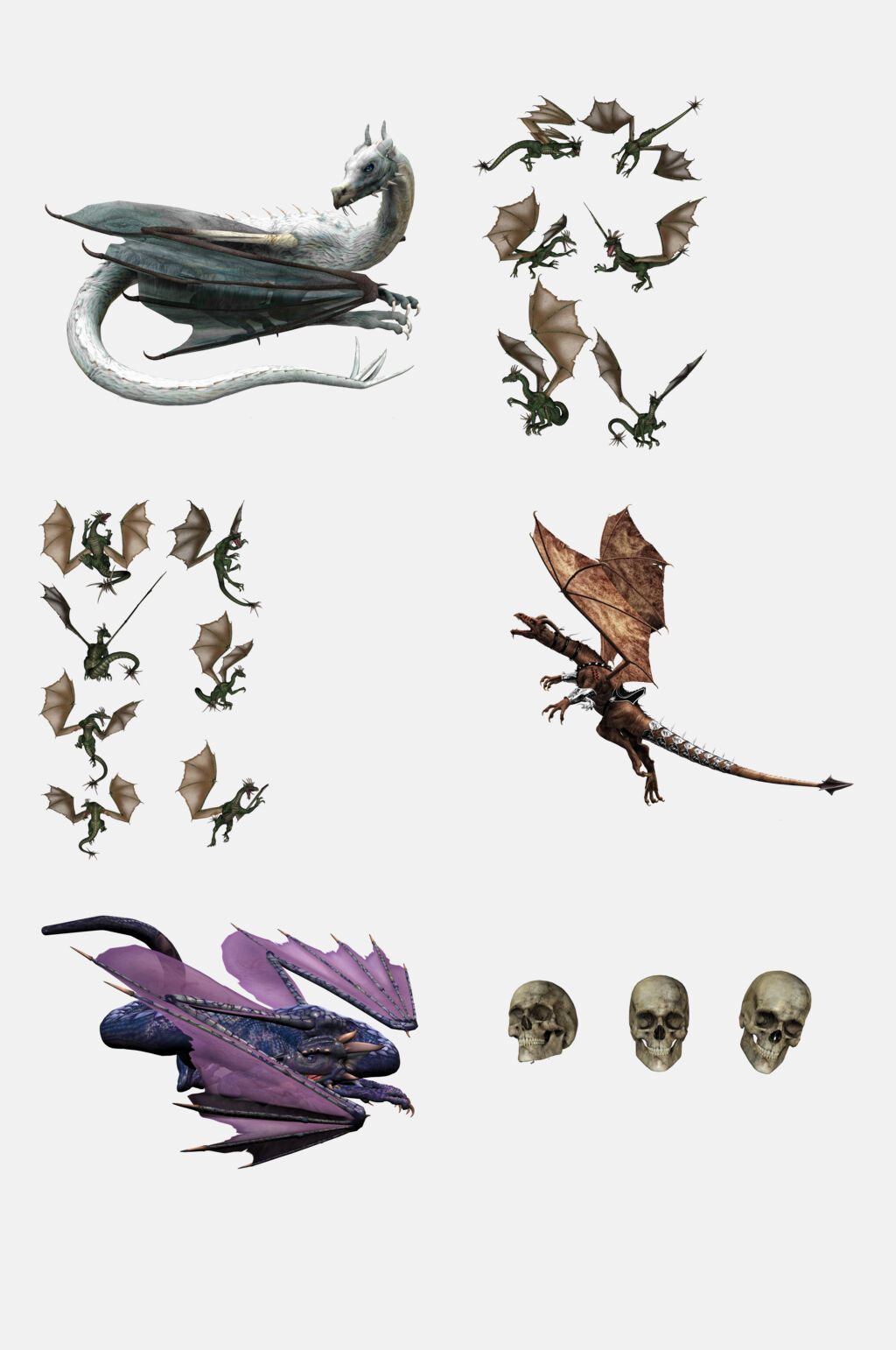 魔幻恐龙翼龙头骨免抠元素