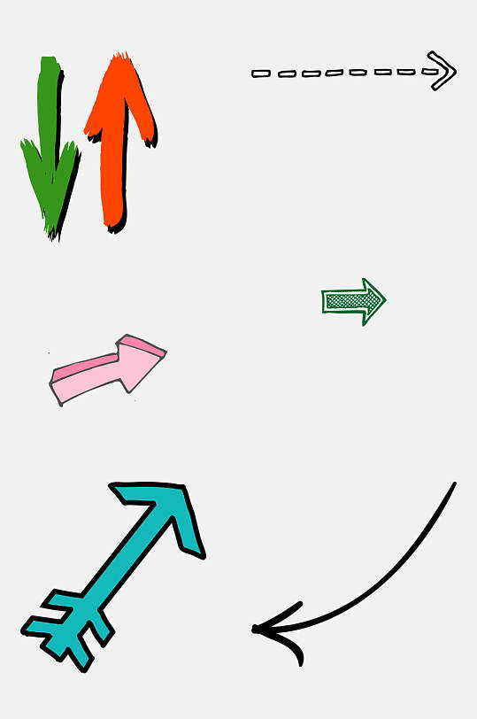 箭头虚线简笔画多向箭头设计元素1