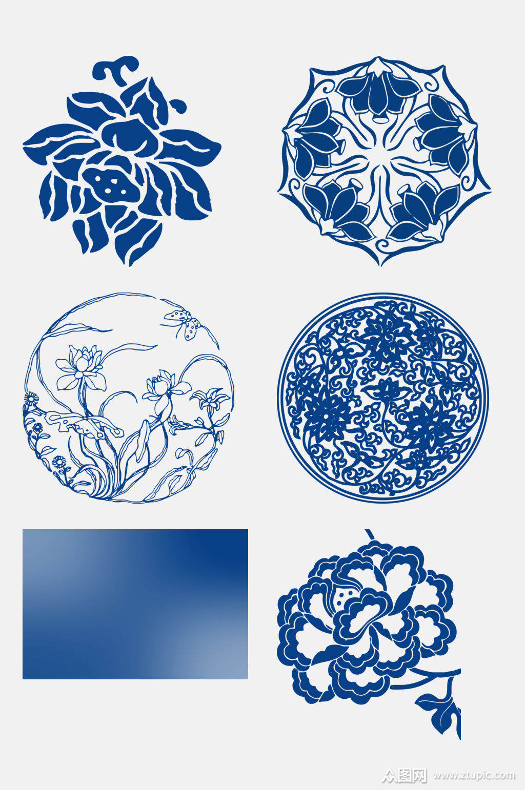 青花瓷花纹图案免抠元素素材素材