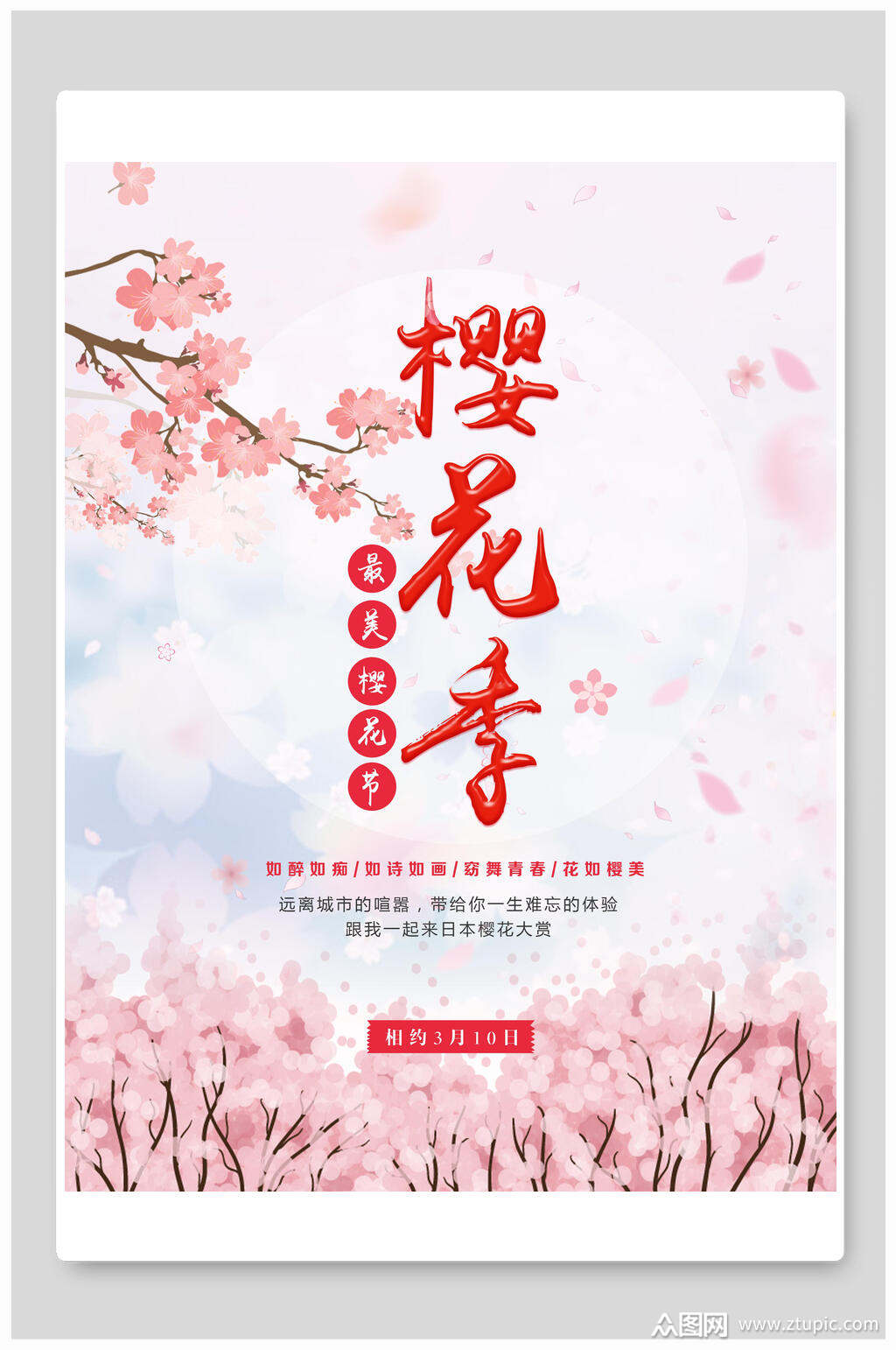 清新最美樱花节海报素材
