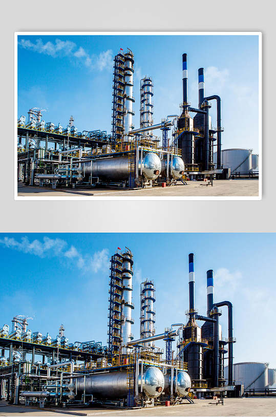 蓝色天空炼油厂机械图片