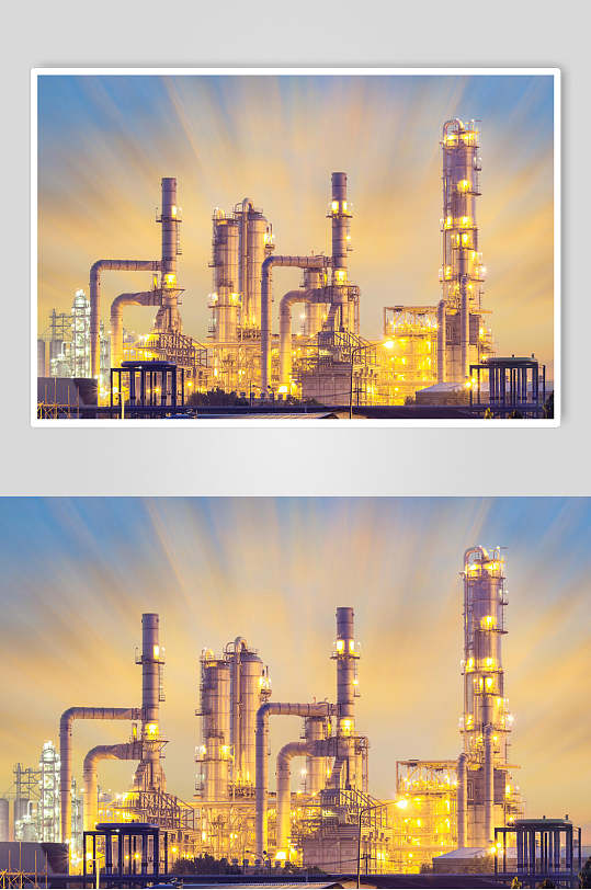 高清实拍夜景炼油厂图片