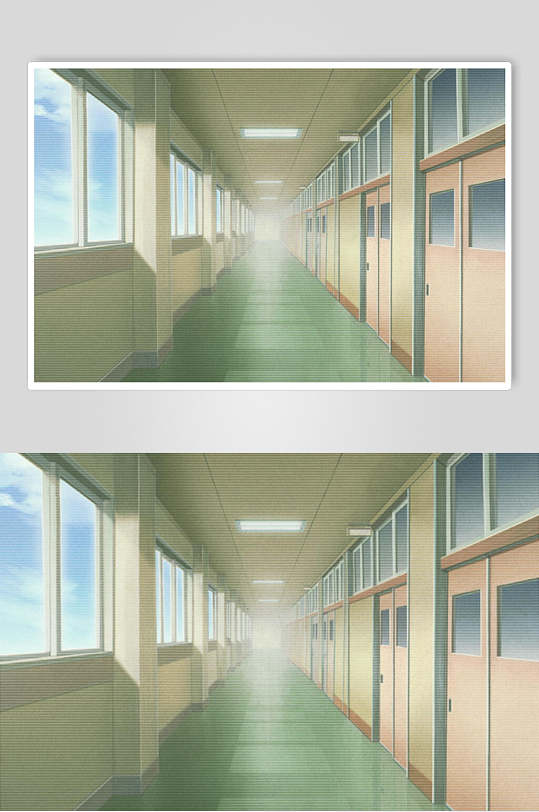 明亮日系漫画学校教室操场走廊背景图片
