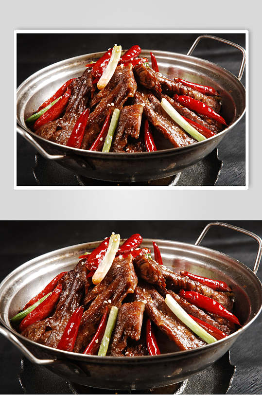 干锅鹅翅美食高清图片