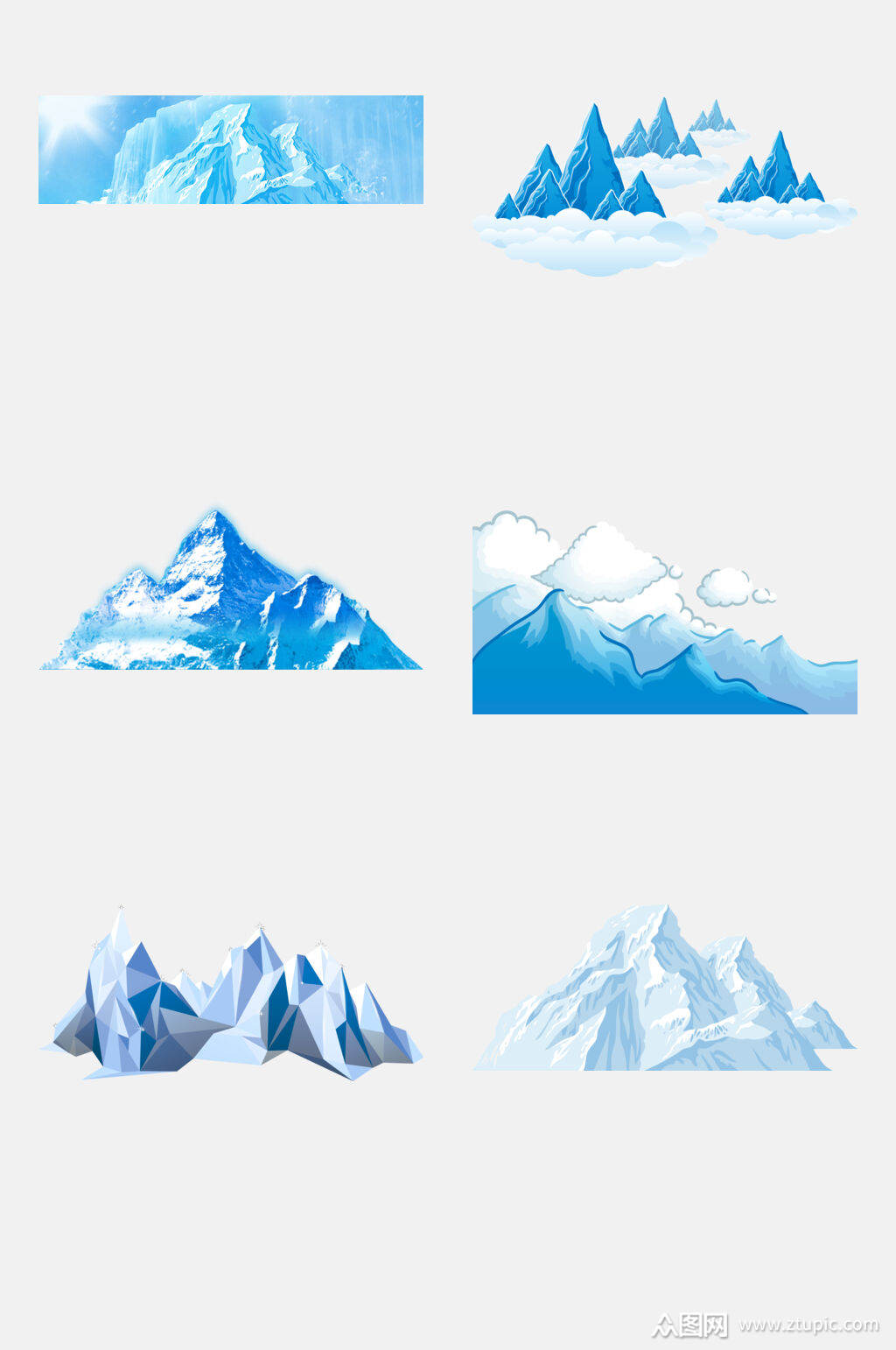 手绘画冰山冰川雪景素材免抠元素素材素材