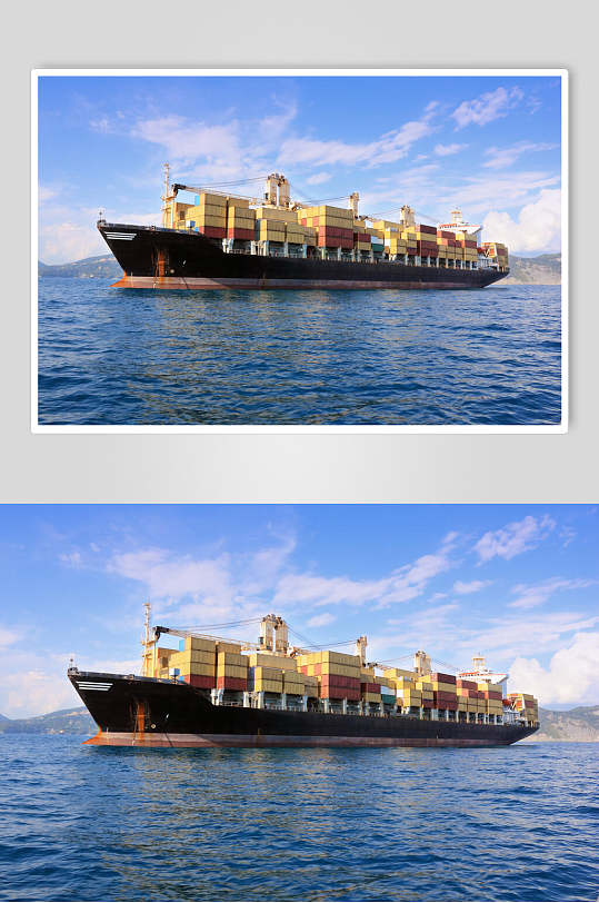 轮船货船航运集装箱航行图片空中集装箱货船轮船航运高清图片立即下载