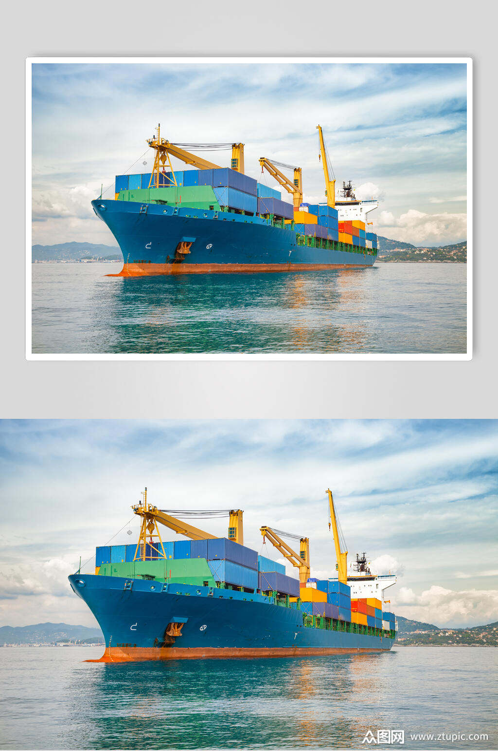 清新轮船货船航运轮船高清图片素材