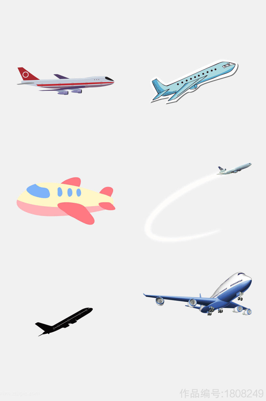 卡通清新飞机客机免抠元素素材
