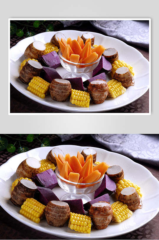 玉米芋头红薯拼盘粗粮烩图片