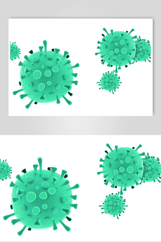 扁平化绿色病毒插画设计素材