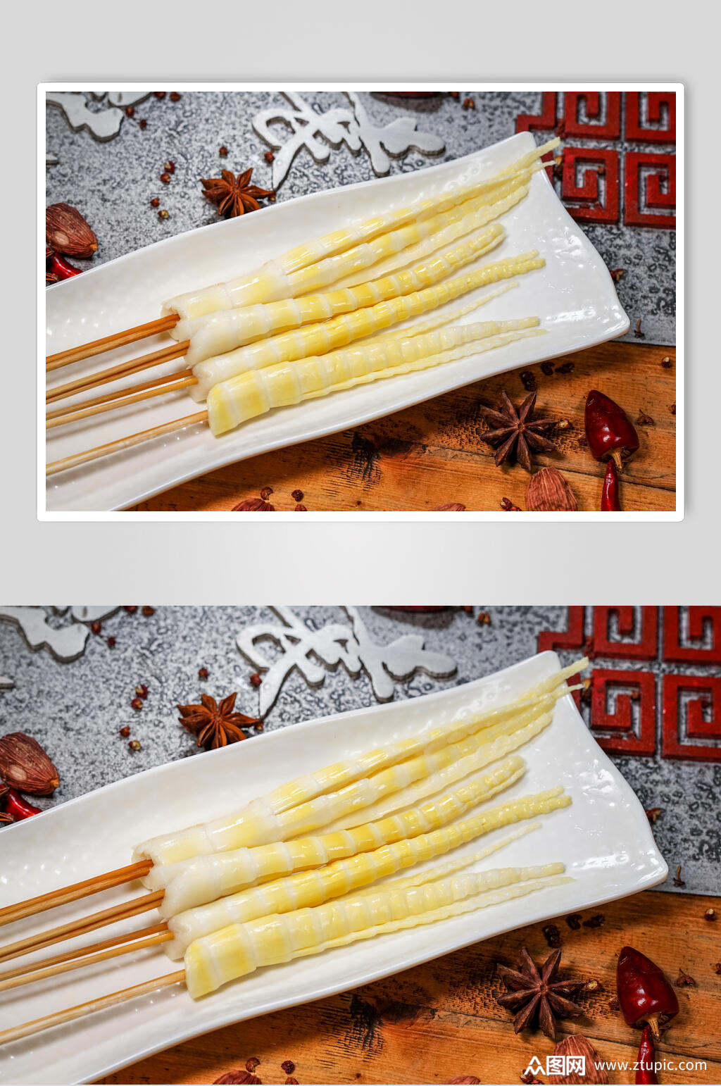 竹笋烧烤串串美食高清图片素材