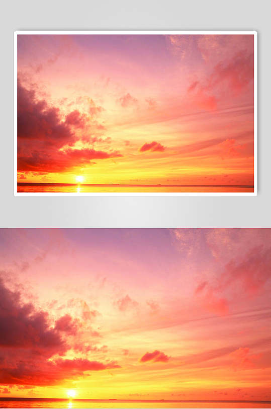 霞光万丈唯美天空夕阳黄昏摄影图片