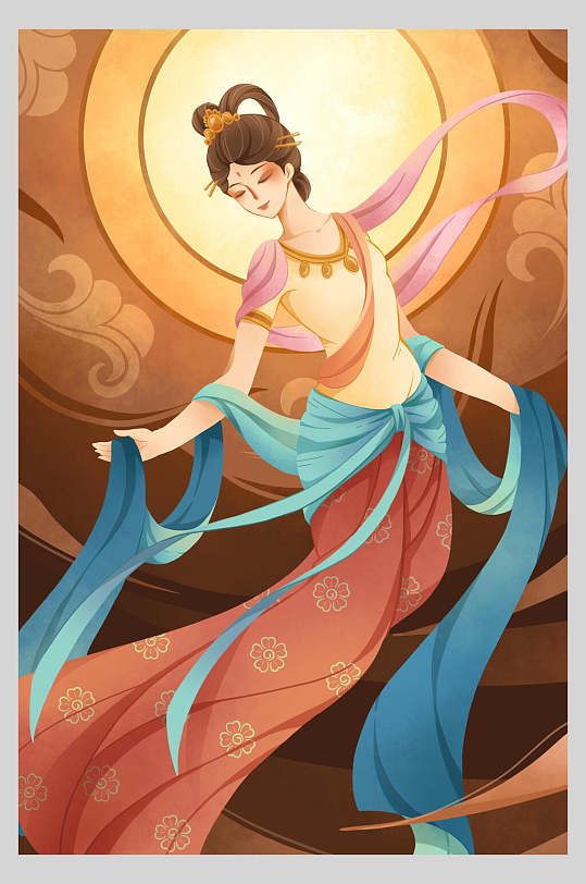 简约精致嫦娥仙女插画