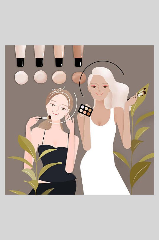 女性化妆插画