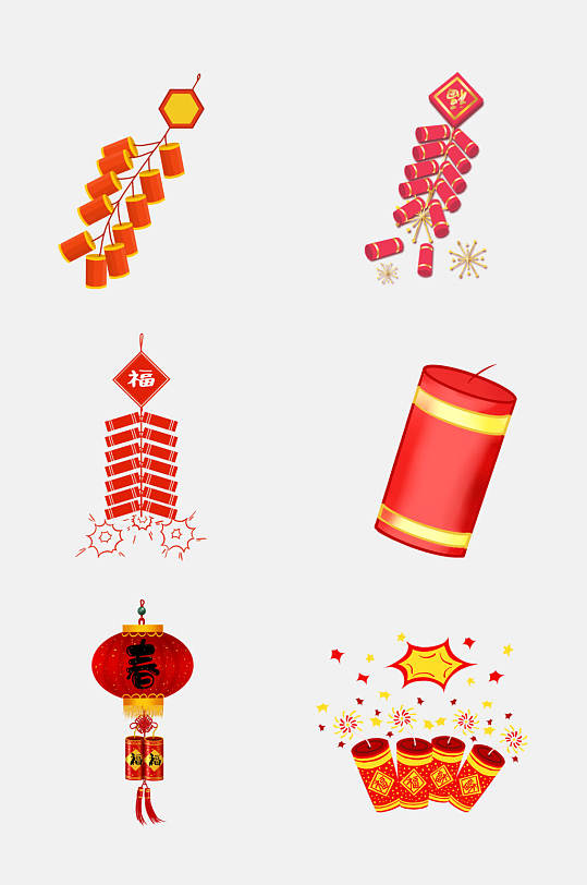 创意中国年新年春节鞭炮免抠元素立即下载中国风传统习俗新年春节鞭炮
