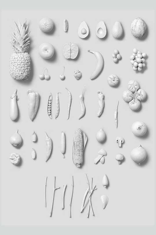 创意白色石膏物体素材