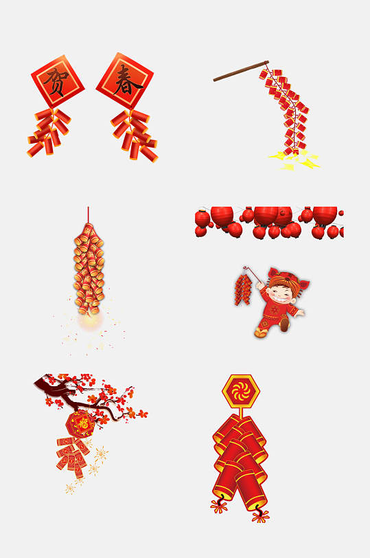 中国风喜庆节日鞭炮折扇中式标题框免扣元素中国风创意新年放鞭炮爆竹