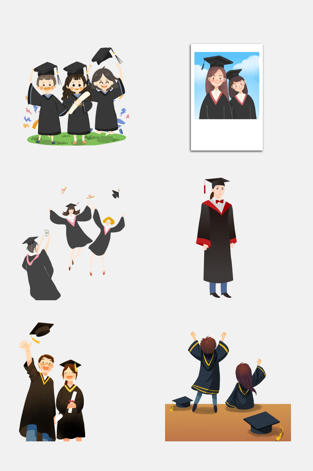 毕业照相片大学毕业季博士帽学士帽免抠素材模板下载-编号2302433