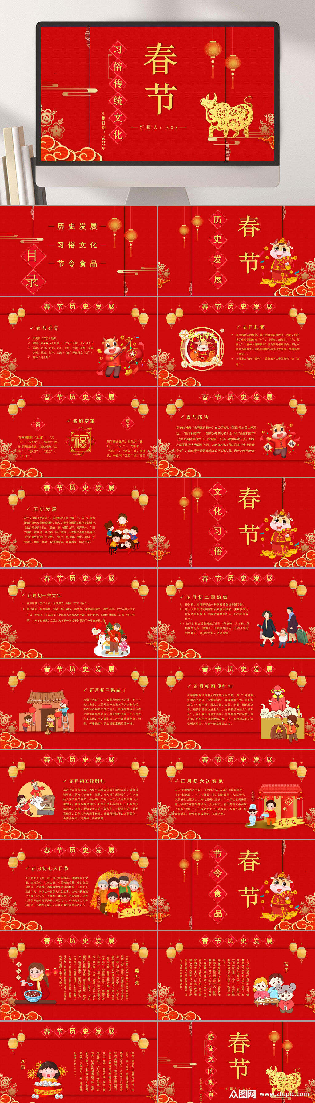 春节习俗新年快乐春节习俗ppt素材