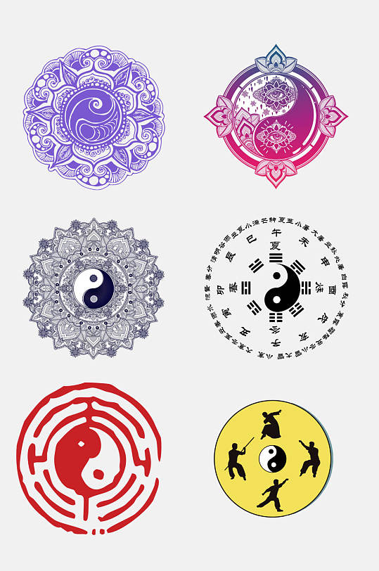 炫彩阴阳太极八卦免抠图案