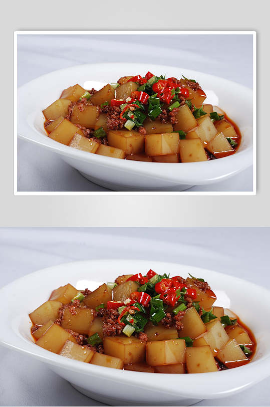 肉沫煎凉粉食品高清图片