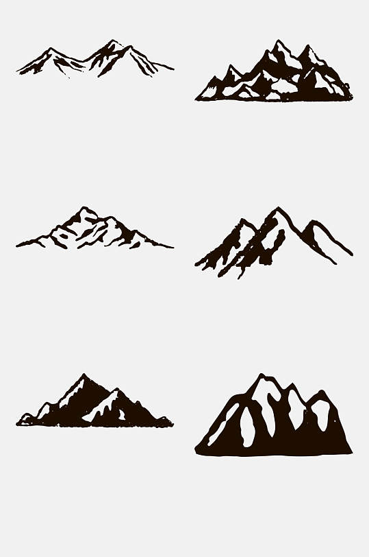 手绘雪山山峰剪影立即下载卡通金字塔山脉元素蓝色线描图标设计素材