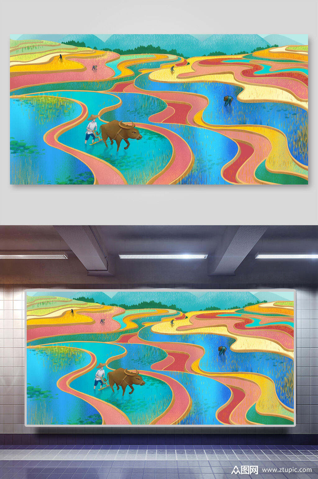 田园风精美清新手绘节气插画