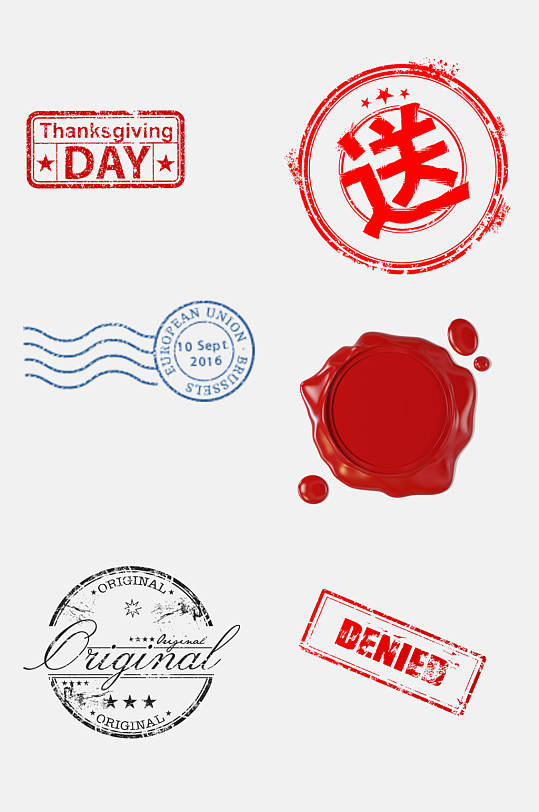 中国风邮戳免抠元素
