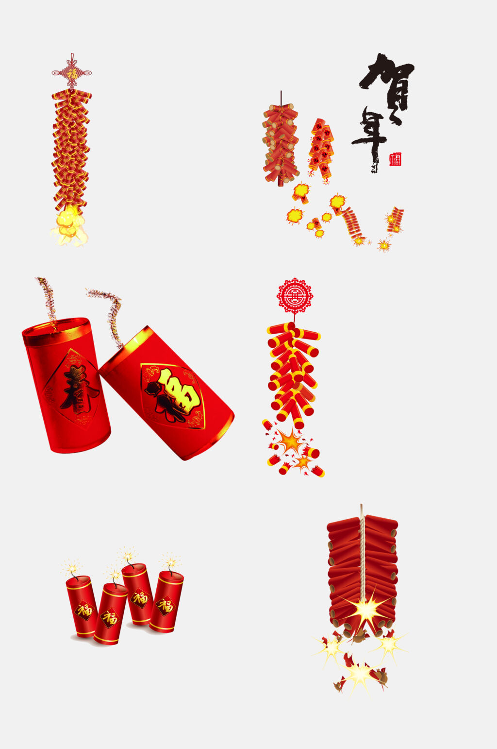 中国风春节新年鞭炮免抠素材