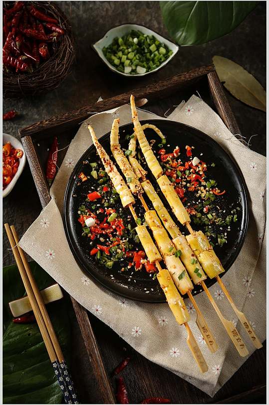 香辣美味竹笋烧烤串串美食食物图片