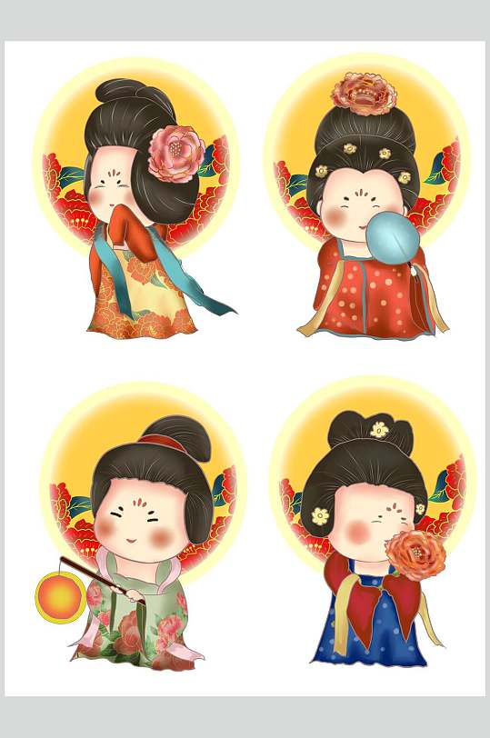 古风人物唐代仕女插画素材