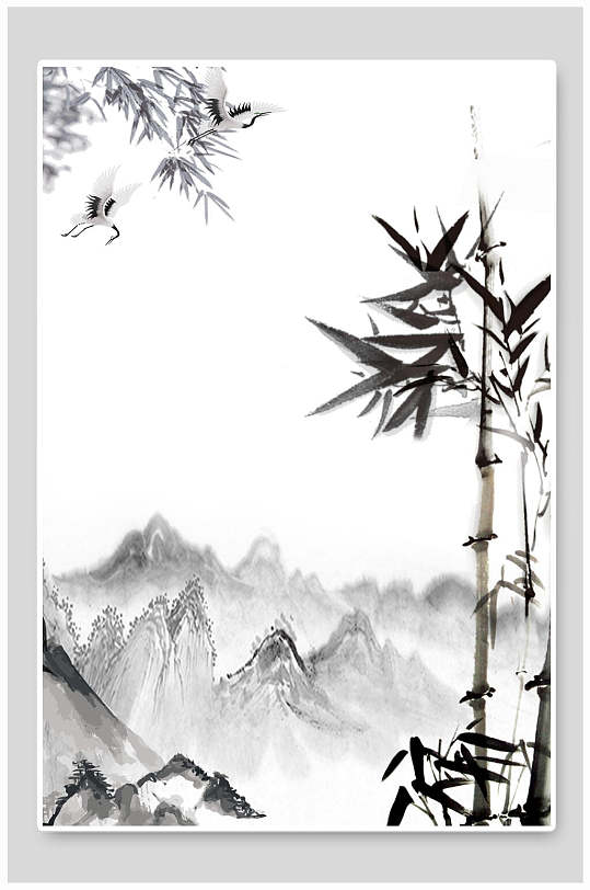 时尚竹子黑白高端大气创意国风背景