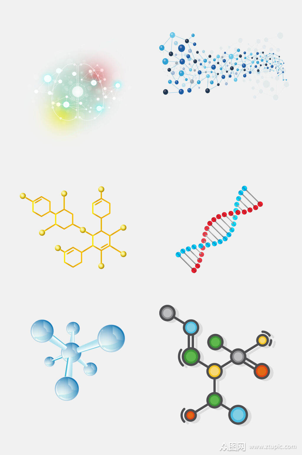 炫彩时尚分子结构免抠素材素材
