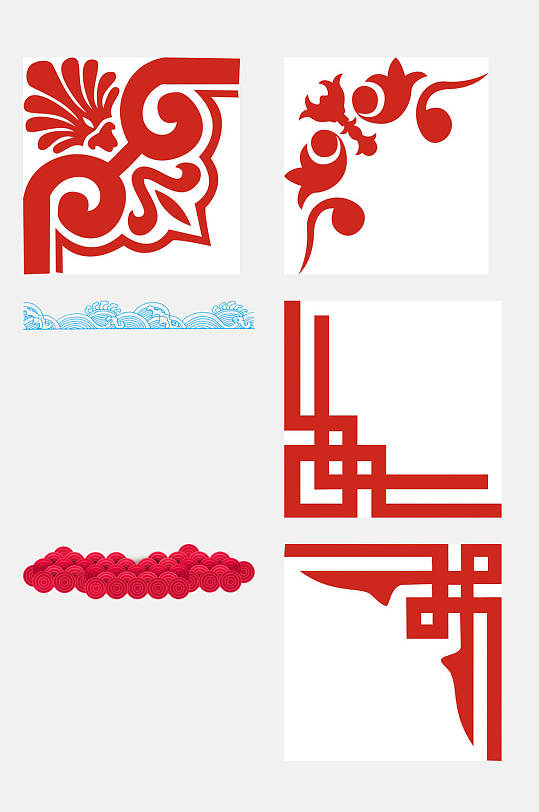 边角花纹边框免抠设计素材