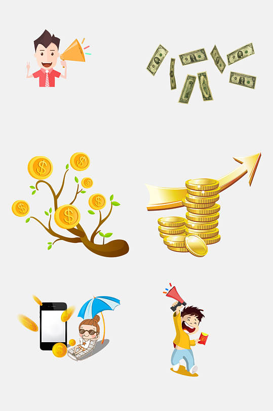卡通金钱钱币免抠素材