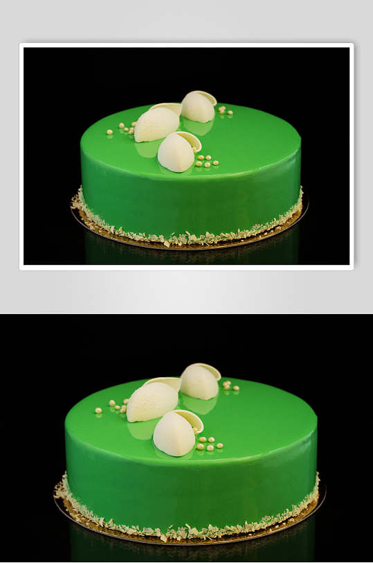 绿色生日蛋糕美食摄影图片