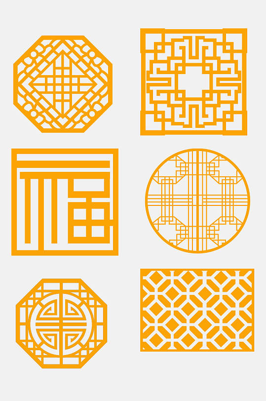 中式窗格边框屏风免抠设计素材