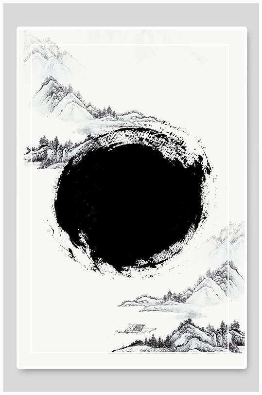 黑白水墨简约时尚高端创意古风背景