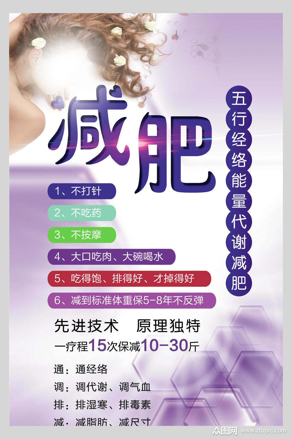 紫色减肥瘦身海报素材