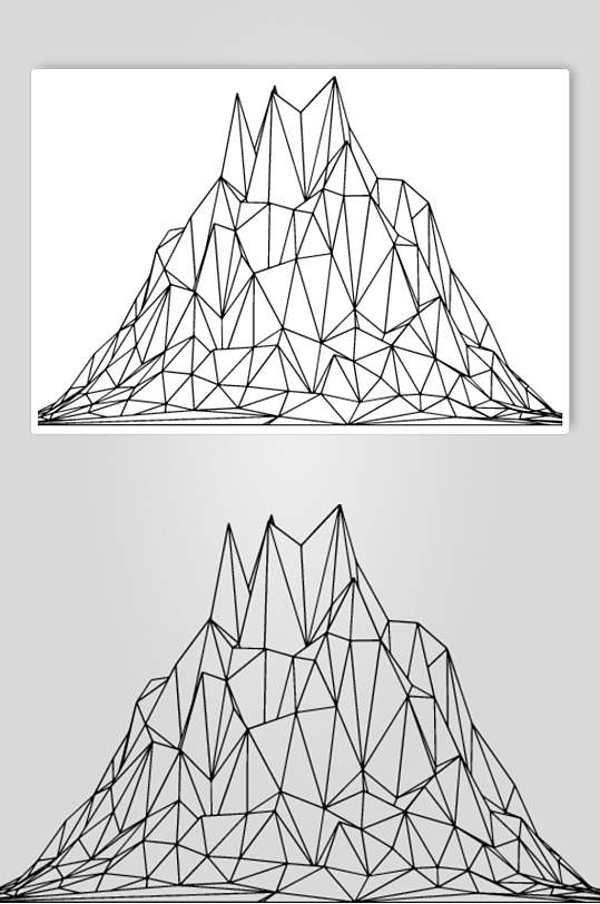 极简高山线描立体矢量素材