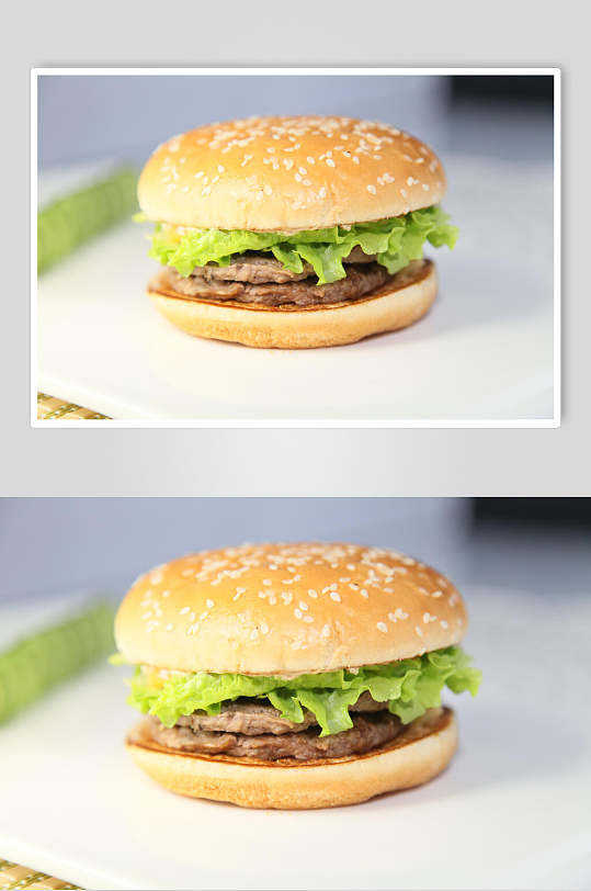 双层牛排汉堡美食高清图片