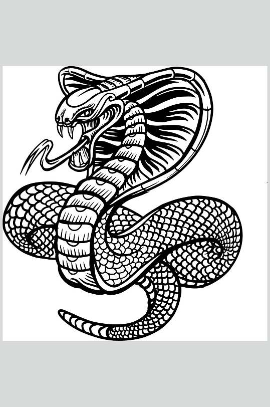 线条简约黑色卡通手绘蛇矢量素材